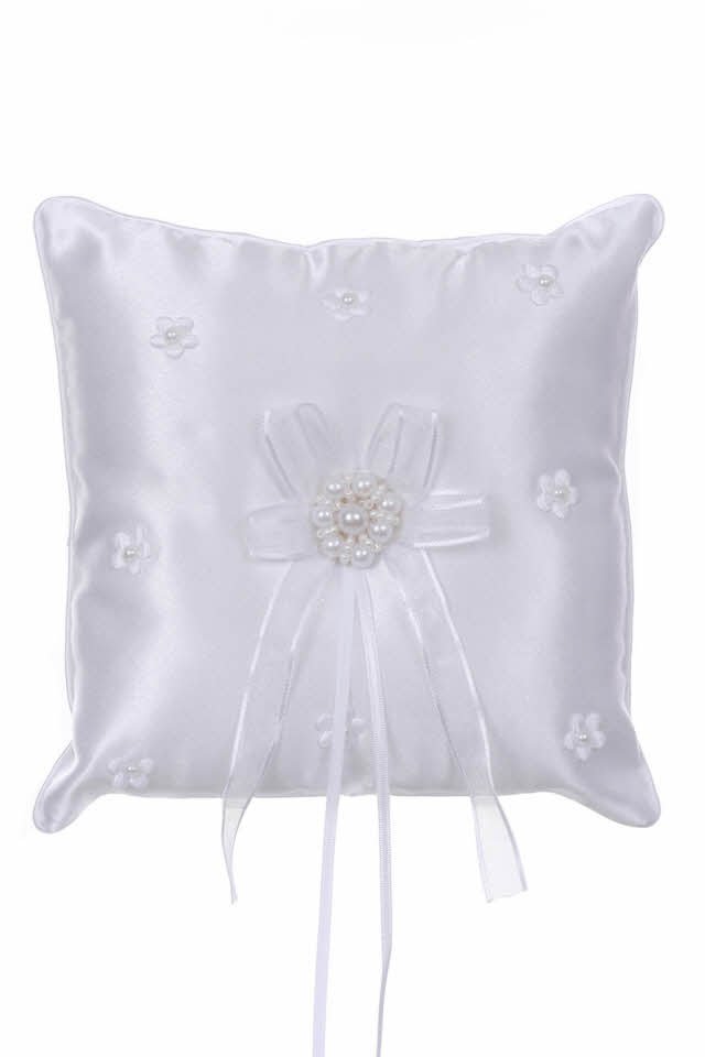 White Pearls and Flowers Ring Pillow White Pearls and Flowers Ring Pillow