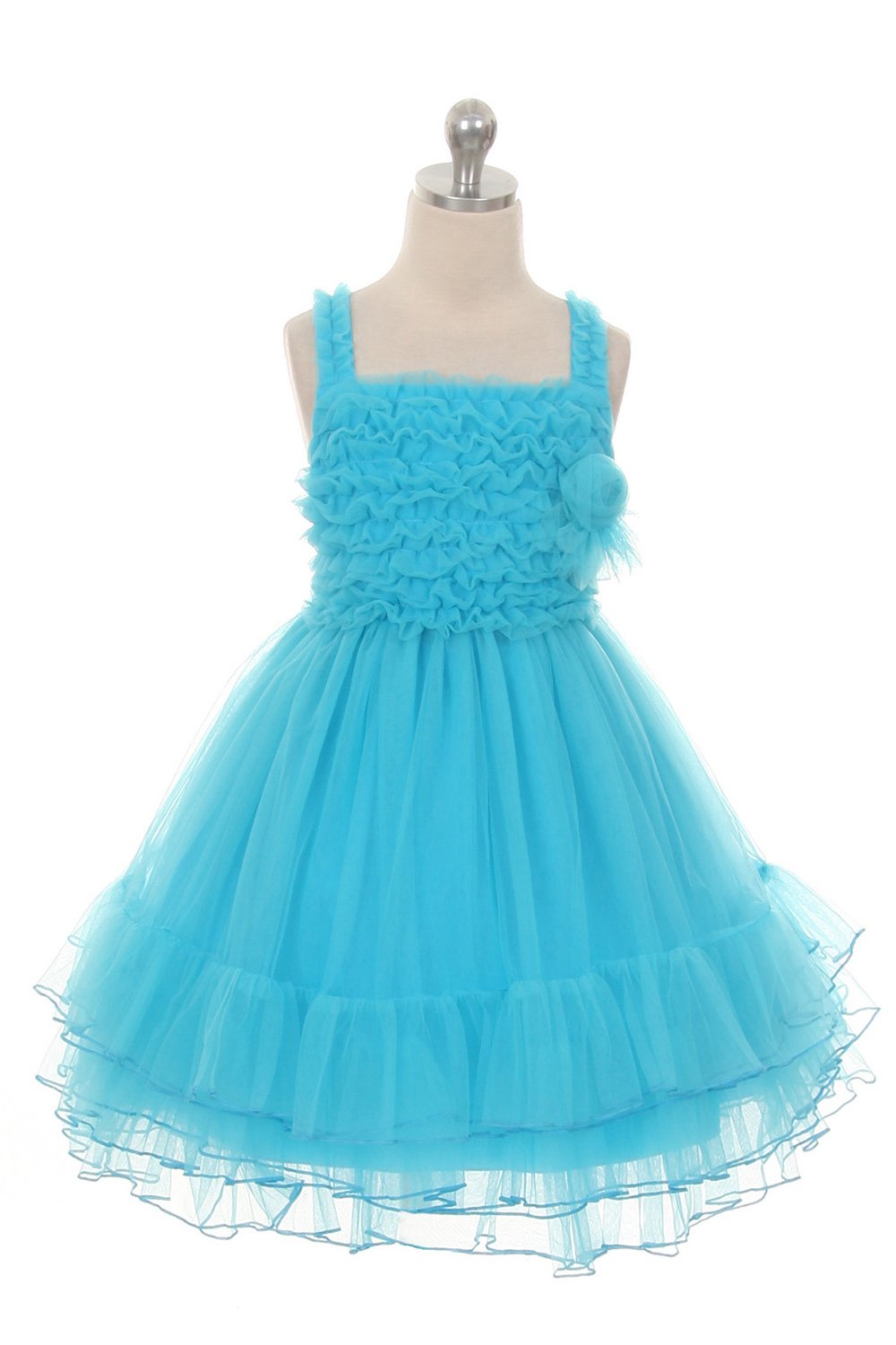 Aqua Tutu style flower girl dress with ruffly bodice Aqua Tutu style flower girl dress with ruffly bodice