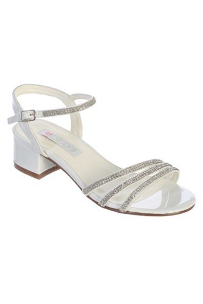 White Rhinestone Strap with Block heel
