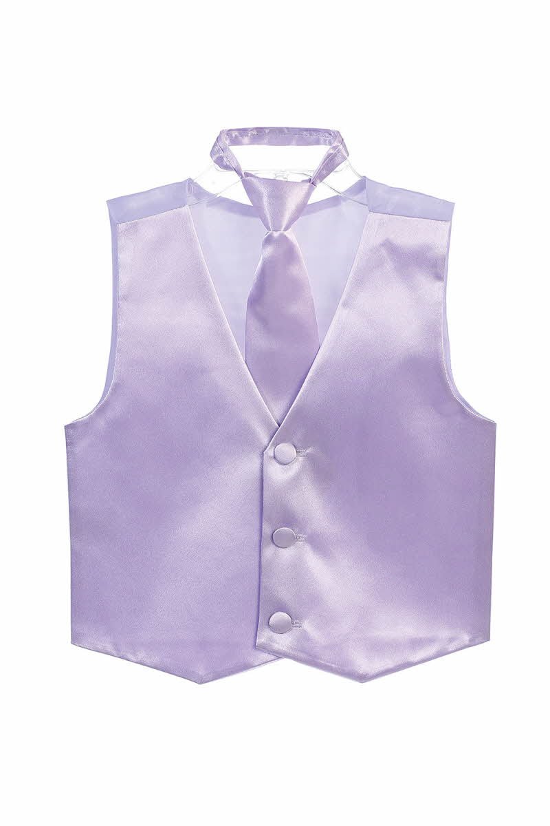 Lilac Fancy Solid Vest & Windsor Tie Set