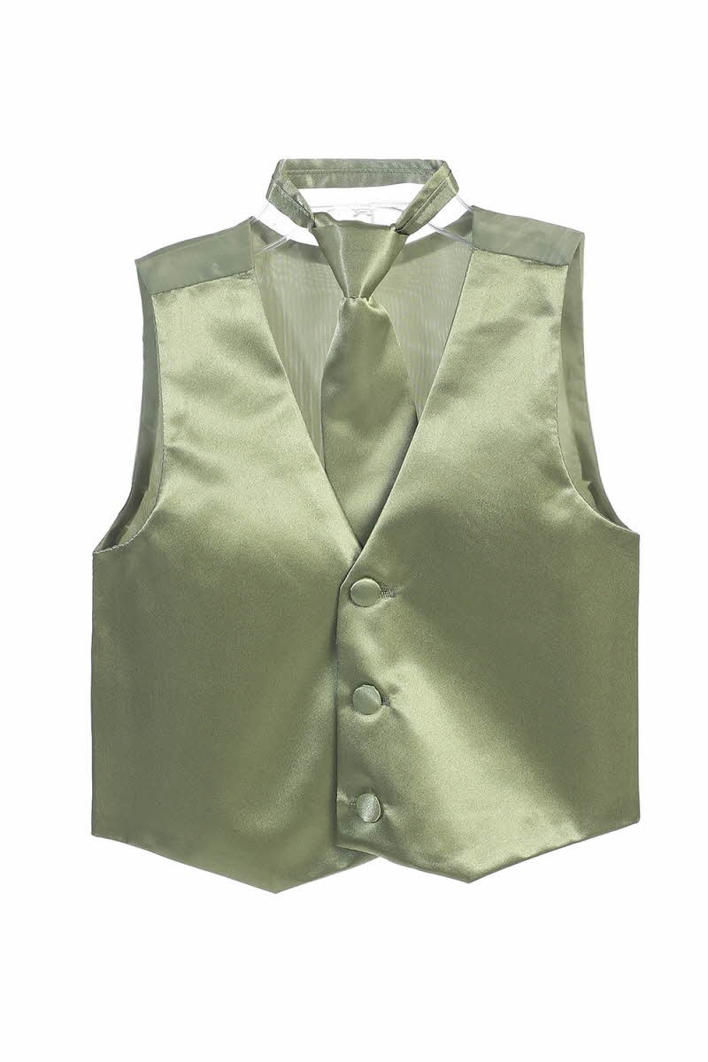 Sage Fancy Solid Vest & Windsor Tie Set