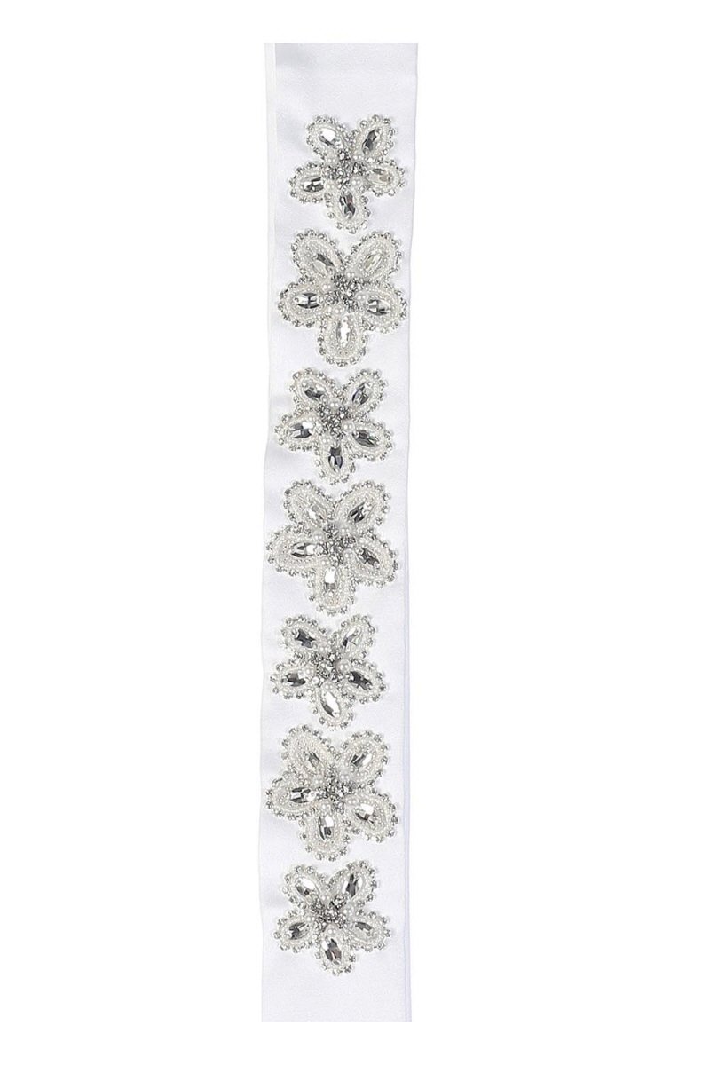 Crystal Rhinestone Pearl Beaded Sash Crystal Rhinestone Pearl Beaded Sash
