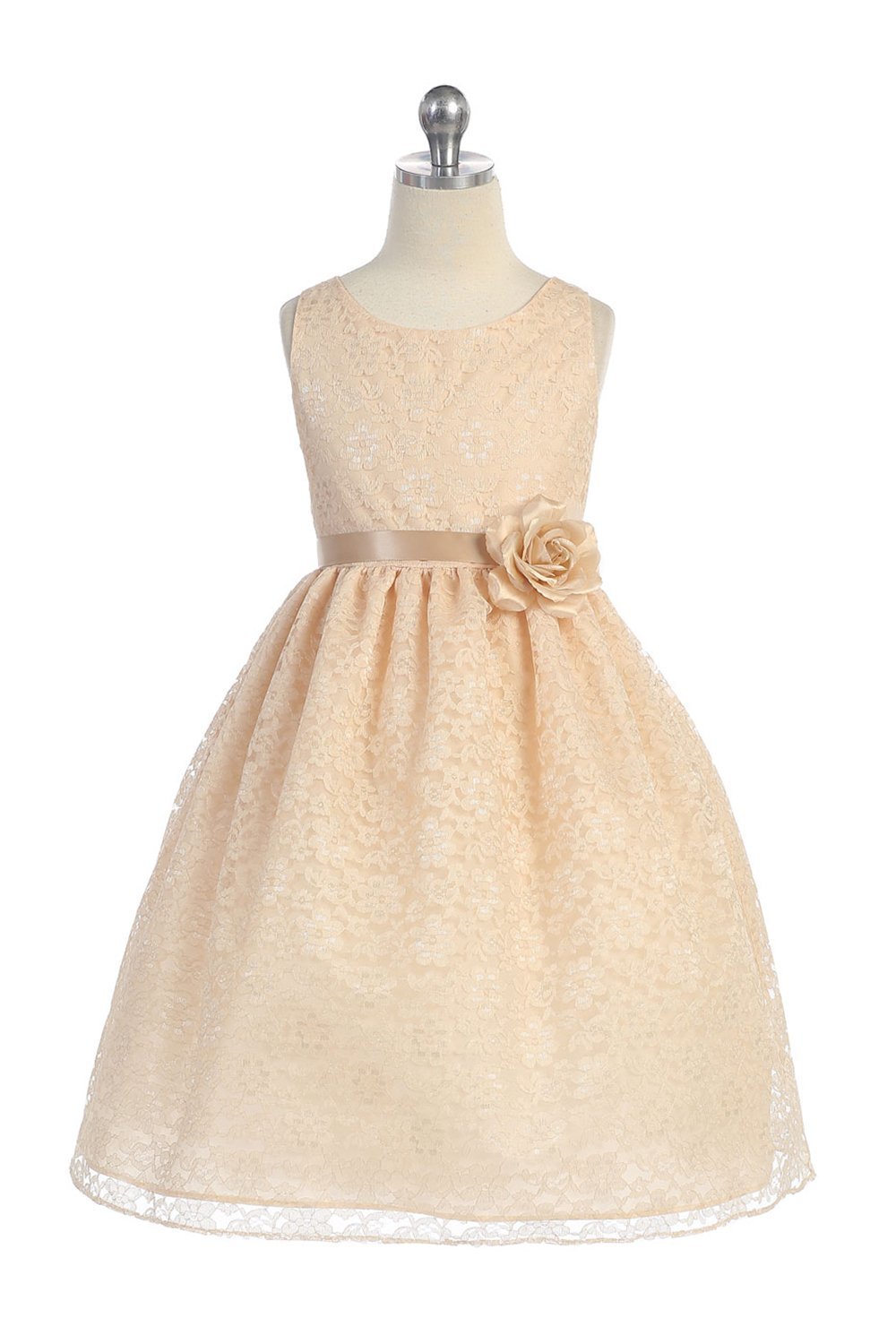 Champagne Lovely Floral Lace Flower Girl Dress Champagne Lovely Floral Lace Flower Girl Dress