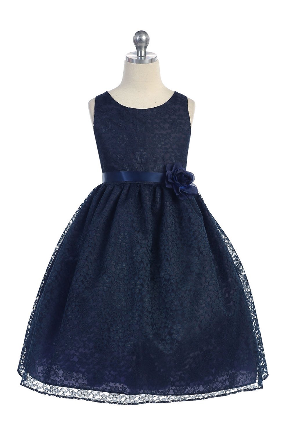 Navy Lovely Floral Lace Flower Girl Dress Navy Lovely Floral Lace Flower Girl Dress