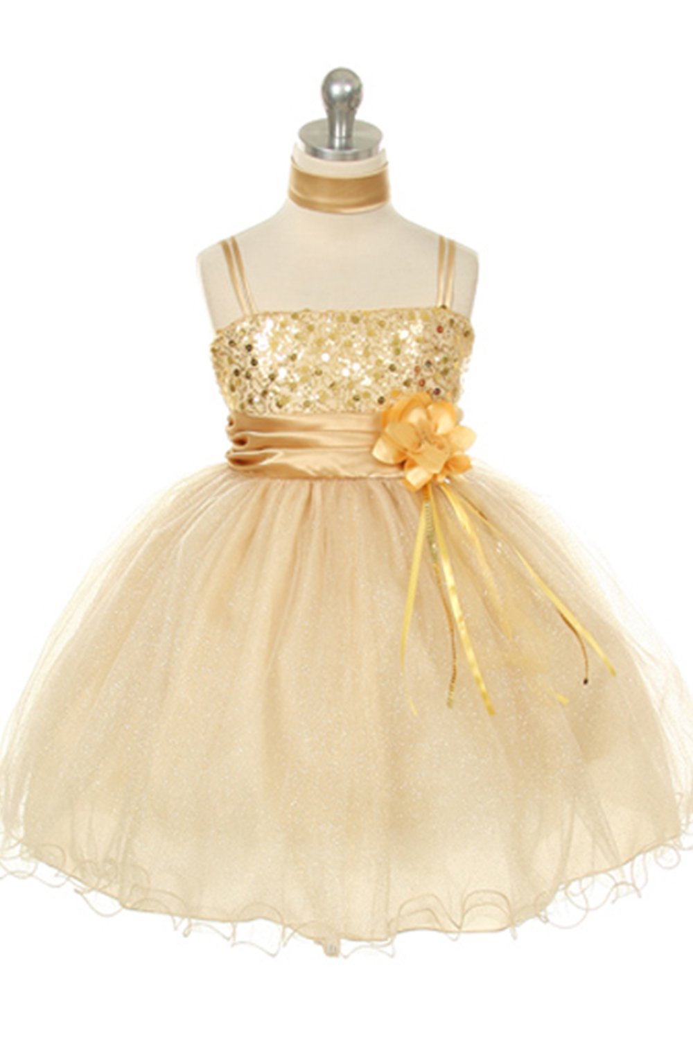 Gold Sequin Bodice with Sparkle Tulle Flower Girl Dress Gold Sequin Bodice with Sparkle Tulle Flower Girl Dress