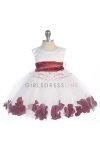 View detail information about 'Burgundy Infant Satin & Tulle Flower Girl Dress with Petals & Sash' - Infant & Toddler Dresses
