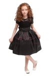 View detail information about 'Black Poly Lace Top Taffeta Skirt Holiday Dress with SleevesJJ1216-BM' - Flower Girl Dresses