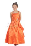 View detail information about 'Orange Brilliant Satin Rufflel Detail A-line Flower Girl Dress with Sparkles ' - Flower Girl Dresses
