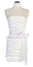 View detail information about 'White Taffeta Strapless Gathered & Fitted Short Sexy Prom & Bridesmaid Dress - LT3945' - Bridesmaid Dresses