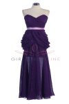 View detail information about 'Purple Strapless Sweetheart  Spinning Gathered Short Prom Dress with Chiffon Layered Train- S1996' - Bridesmaid Dresses