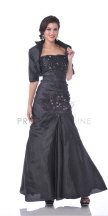 View detail information about 'Black Embroidered Taffeta Strapless Gathered A-line Dress with Bolero - S9194' - Bridesmaid Dresses